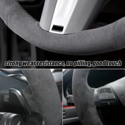 Full Black Suede Car Steering Wheel Cover For BMW E60 E61 E63 E64 530d M sport Steering Wheel Braid