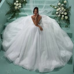 Sparkling A Line Women's Sexy Spaghetti Straps Wedding Dresses Vestido De Novia Backless Bride Gowns Customized Robe De Mariée