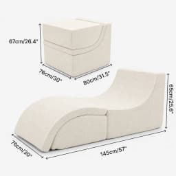 Multi Mode Foldable Ergonomic Recliner Chaise Lounge Sofa, Dense Foam Support Convertible Ottoman Footrest for Indoor Relaxation