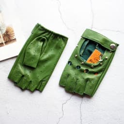 Women's Leather Half Finger Gloves Thin Single Layer Breathable for Spring Summer Outdoor Riding And Driving