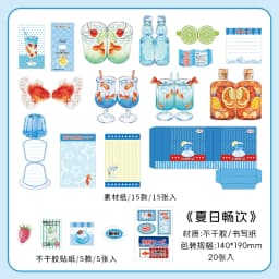 20pcs Kawaii Ins Fresh Store Series Fruit Snack and Drinks Material Pack DIY Scrapbook Handbook Aesthetic Stationery Supplies
