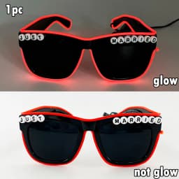 White Just Married LED Luminous Glasses Heart Shaped EL Neon Decorative Glasses Engagement Wedding Bridal Shower Props