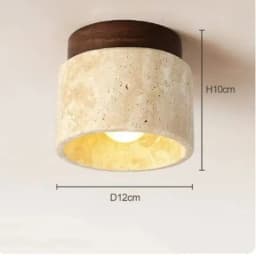 Nordic Modern Simple Ellipse Natural Yellow Travertine Ceiling Lamp Lamparas De Techo Wood Canopy LED Ceiling Light Fixture