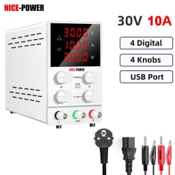 AC to DC Lab Power Supply 30V 10A Adjustable Bench Power Source 60V 5A 120V 3A For Mobile Phone Repair Battery USB Fast Charging