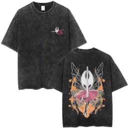 Washed Vintage Game Hollow Knight Double Sided Print T-shirt Men Women Fashion Casual T-shirts Oversized Short Sleeve T Shirts