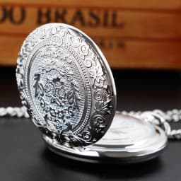 reloj de bolsillo Luxury Silver Quartz Pocket Watch Fashion Necklace Pendant Chain Jewelry Gift Steampunk Clock for Men Women