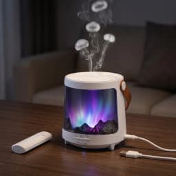 300ml Jellyfish Aroma Diffuser Flame Aurora Mist Humidifier with Remote USB Powered Ultrasonic Cool Air Lamp Home Decor Gift