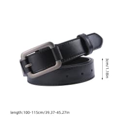 New Rectangle Pin Buckle PU Leather Belt For Men Women All-match Black Adjustable Long Waist Belts Unisex Jean Pants Straps