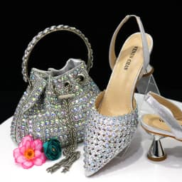 Venus Chan 2023 New INS High-Heeled Pointed Toe Wedding Shoes Colorful Full Diamond Design Shoe and Bag Set for Nigeria Party