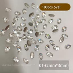 100pcs White/Pink/champagne Gold Mini Rhinestones Zircon Flash Inverted Flat Bottom Luxury Nail Accessories Water Drop/Heart Gem