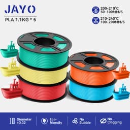 JAYO PLA Filaments 5 Rolls/ 3D Printer Filament 1.75mm FDM 3D Printer Materials Neatly Wound High Toughness for FDM 3D Printer