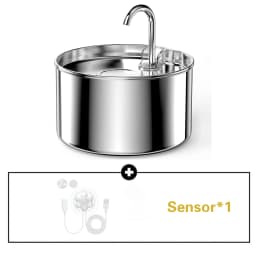 ZYFeeder 2.2L Automatic Cat Water Fountain Square Stainless Steel Bowl Pet Water Feeder Dog Water Fountain Silent(No 5V 1A Plug)