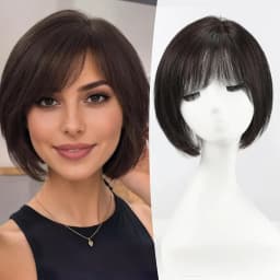 Short 6.5*6.5inch Large Base Hair Pieces Silver Gray Human Hair Toppers 10 inch Toppers for Women with Multiple Non-slip Clips