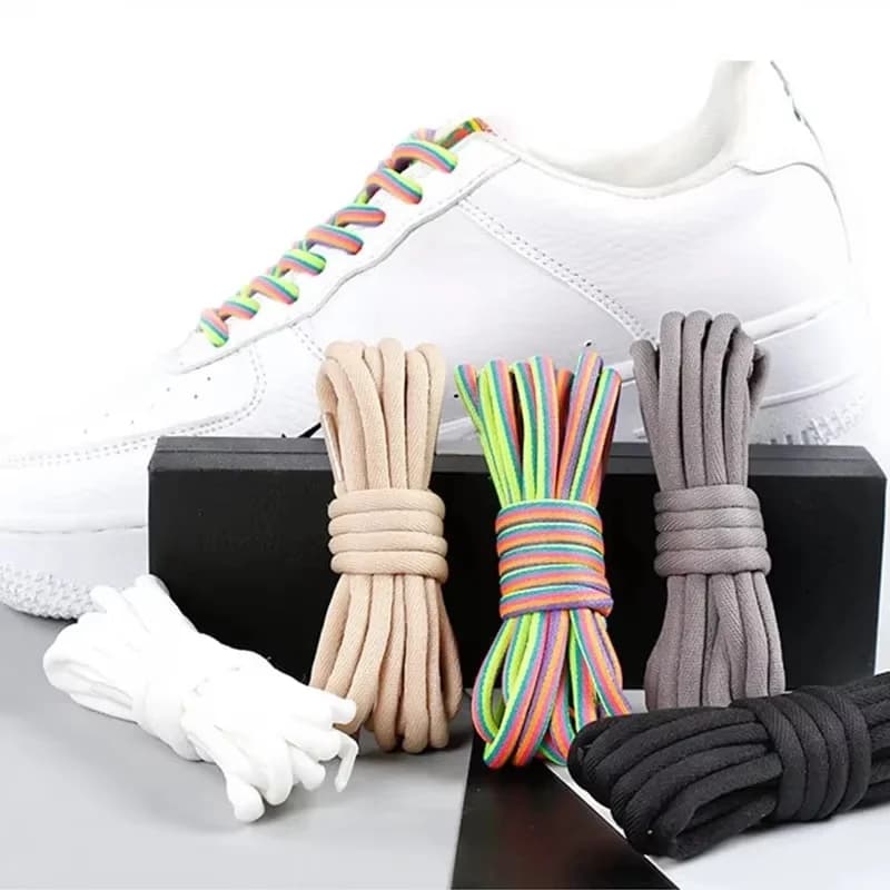 1 Pair Rainbow Round Shoelaces, Colorful Unisex Replacement Shoestrings for Sneakers & Boots Shoe Accessories