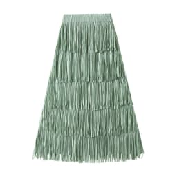 Luxury Multi Solid Colors Pleated Skirt for Women's Large Hem Folds A-line Skirts Female 2025 Loose Fashion Skirts Casual 0666
