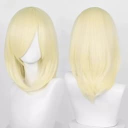 High Quality 40cm Medium Cosplay Wig With Bang Blond Pink Red Purple Blue Gray Heat Resistant Synthetic Hair Wigs