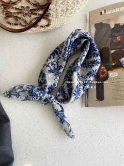 Cotton and Linen Square Towel Floral Polka Dot Scarf Literary Mori Headscarf Headband Bag Strap Female Japanese Korean Popular