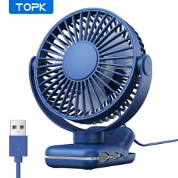 TOPK Mini Portable Clip on Fan,USB Desk Fan,3 Speeds Quiet Wind 720° Rotate Personal Electric Fan,Standing Fans for Room Home