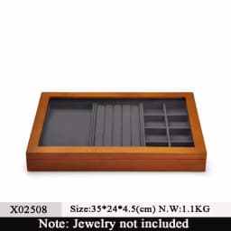 Wooden 3 in1 Multi-function Jewelry Display Box High quality Microfiber Ring Earring Bangle Organizer Case Luxury Storag Box