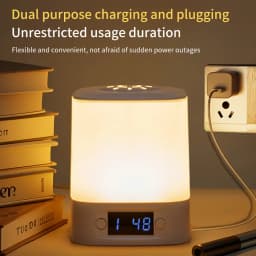 LED Night Lamp Rechargeable Table Lamp Clock Display Soft Sleeping Lamp Touch Switch Bedside Lamp for Bedroom Decor