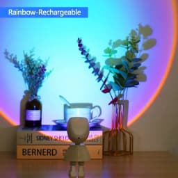 GGbingo Rechargeable Astronaut Robot Rainbow Projection Sun Lamp Table Night Light Sunset Lamp Dimming Bedroom Atmosphere Light