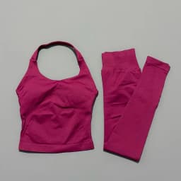2 Piece Active Set Women Open Back Halter Top Peach Butt Lifting Leggings Seamless Soft Stretchy Gym Yoga Fitness Outfits