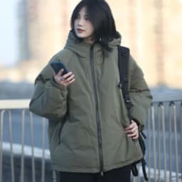 Preppy Padded Jacket Japan Style Thickened Plush Zipper Parkas Women's College Men's and Women's Warm Hooded Loose Winter Coat