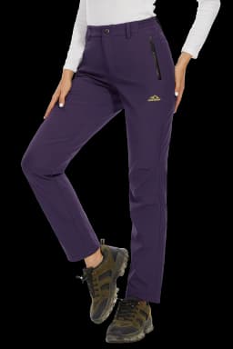 TACVASEN Women's Winter Ski Snow Softshell Fleece Lining Pants Hiking Trekking Mountain Trousers Cargo Warm Work Zipper Pockets