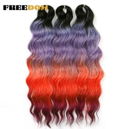 FREEDOM Synthetic Braiding Hair Extensions Deep Wavy 24 inch Long Curly Braids Hair Ombre Brown Rainbow Twist Crochet Hair