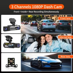 3 Cameras Dash Cam 1080P Front and Rear View Camera Night Vision Parking Monitor Car DVR 3way Car Video Recorder With Gift