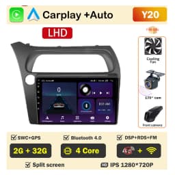 Car Radio Screen For Honda Civic Hatchback 2006-2011 Carplay Android Auto Player Multimedia 4G WIFI GPS Navigation 2Din Stereo