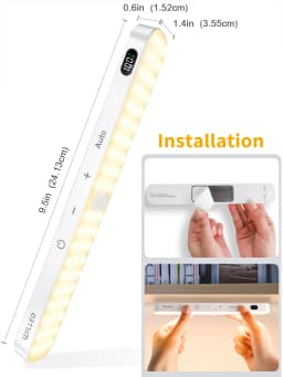 WILLED Warm Light Motion Sensor Cabinet Light Battery Display 60 LED Touch Light Bar Wireless Rechargeable Battery Night Light
