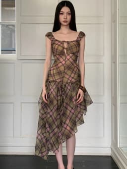 Summer Plaid Chiffon Chic Backless Sexy Sling Dress Women Elegant Bandage Casual Dress 2026 Korean Bodycon Luxury Evening Dress