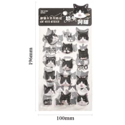 Mr Paper, Cute Cat Head Flat Stickers Cartoon Animal DIY Manual Decoration Stickers Kawaii Stationery Stickers for Phone Case