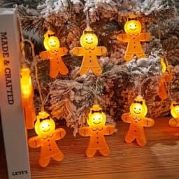 1pc 10/20 LED Ginger Bread Christmas LED String Lights Battery Powered Cute Men Women Ginger Bread Fairy Lamp For Bedroom Decor