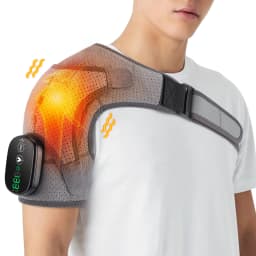 Cordless Shoulder Heating Pad, Shoulder Massager for Pain Relief Deep Tissue, Heated Shoulder Wrap with Heat and Massage for Men Women, Rotator Cuff Pain Heating Pad, Grey