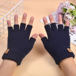 Winter Knitted Thick Thermal Half Finger Gloves Women Men Outdoor Warm Cycling Driving Fingerless Glove Touchscreen Mittens