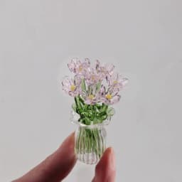 1Set Dollhouse Simulation Mini Flowers Handcrafted Floral Sculpture Floral Bouquet With Vase Lifelike Glass Flowers Gift