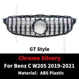 GT Style Front Bumper Grille Grill For Mercedes Benz C W205 C205 Coupe S205 C43 2014-2021 like C180 C200 C250 C300 C260 Tuning