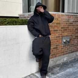 Casual Solid 2 Piece Set Hooded Pullover Straight Pants Tracksuit For Male Fashion Loose Hoodies Sweatshirt Wide Leg Sweatpants