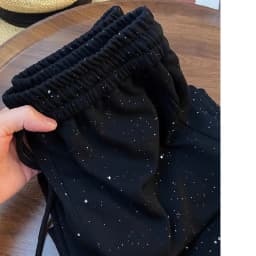 Shiny Ice Silk Wide Leg Pants Women's Summer New High Waist Straight Casual Sports Long Trousers Children's Matching Pants