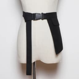 [EAM] Black Irregular Pocket Buckle Long Wide Belt Personality Women New Fashion Tide All-match Spring Autumn 2026 1DH8957