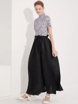 Miyake Pleated Broad Leg Harem Pants Women Spring Summer Loose Belt Trousers Black Aesthetic Clothes TP5002
