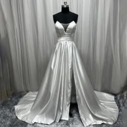 Customized Plus Size 2026 Elegant Wedding Dresses Boho V-Neck Side Split Satin Custom Made Long White Ivory Bridal Gown