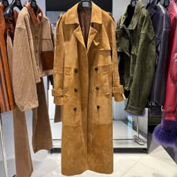YOLOAgain Double Breasted Suede Jacket Coat Women Real Leather Trench Coat