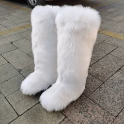 New Woman Boots High Boots Over-the-knee Fur Snow Boots Women's Fashion Warm Wool-like Boots Plus Velvet Padded Winter Boots