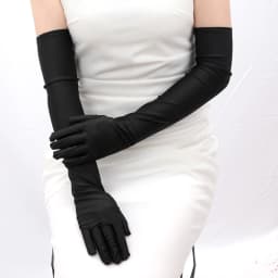 Classics Ladies Satin Long Mittens Stage Performance Women Black Colour Gloves Sexy Accessories Soft Smooth Solid High Stretch