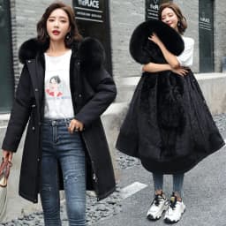 Fur Lining Mujer Coat 2025 New Winter Thick Warm Down Padded Jacket Women's Plus Velet Cotton Coat Winter Hooded Loose Parkas