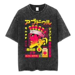 Vintage Washed Anime Jojo Bizarre Adventure T-shirt Giorno Giovanna Manga Graphic T-shirts Men's Clothing Cotton Casual T shirts
