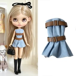 For Blythe Doll Outfit Clothes Luxury Checkered Coat Dress Set Sweet Princess Bowknot Skirt Clothing For Barbies OB24 Small 1/6